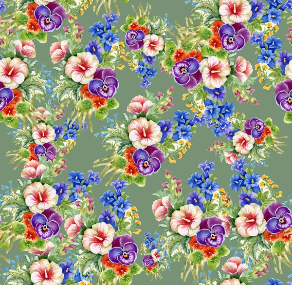 Floral colorful mallow flowers pattern — Stock Photo, Image