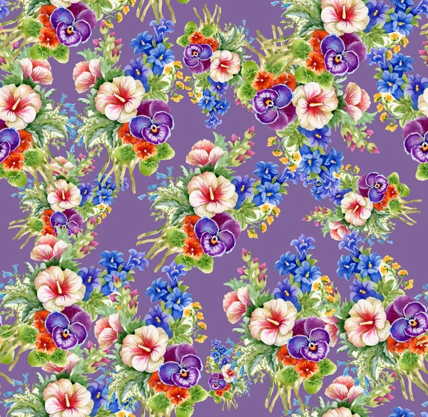 Floral colorful mallow flowers pattern — Stock Photo, Image