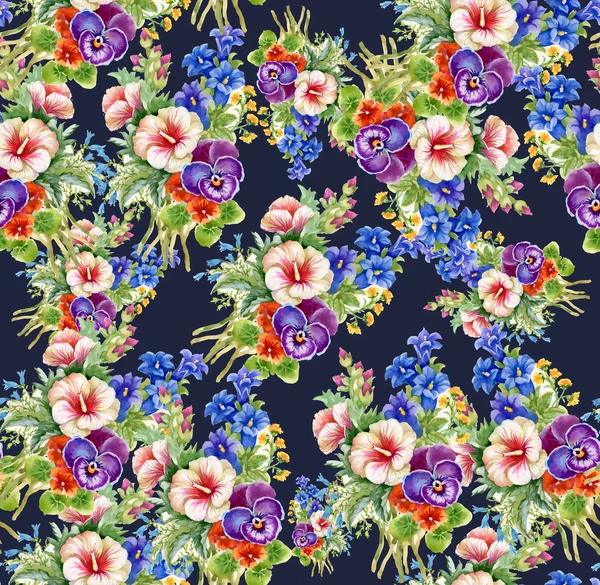 Floral colorful mallow flowers pattern — Stock Photo, Image