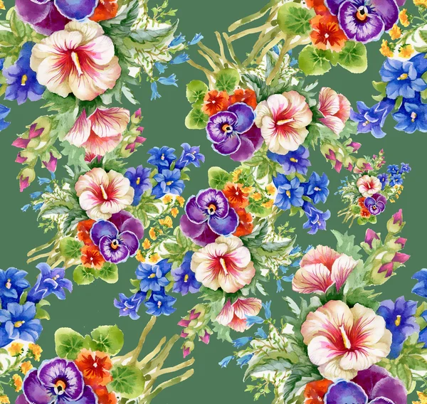 Floral colorful mallow flowers pattern — Stock Photo, Image