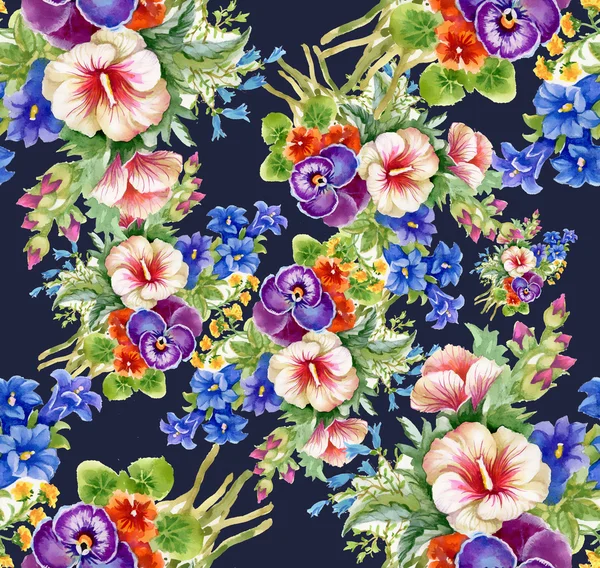 Blumen bunte Malvenblüten Muster — Stockfoto