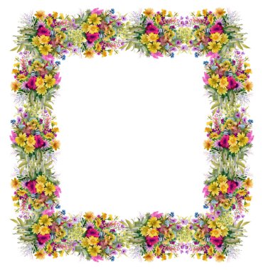 suluboya çiçek çerçevesi