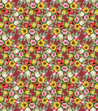 Renkli çiçek desenli.