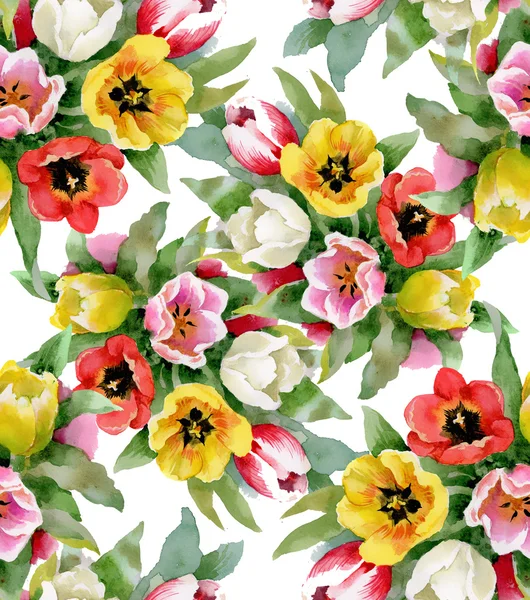 रंगीत फुलांचा एकसंधी नमुना — स्टॉक फोटो, इमेज
