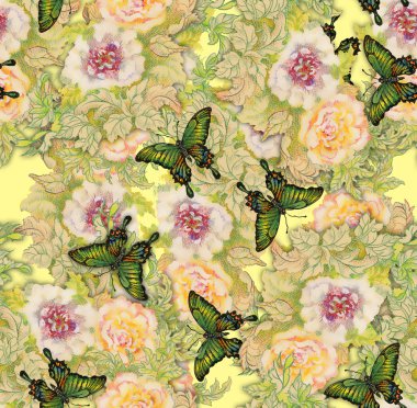 Renkli çiçek desenli.