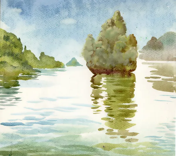 Aquarelle paysage fluvial — Photo