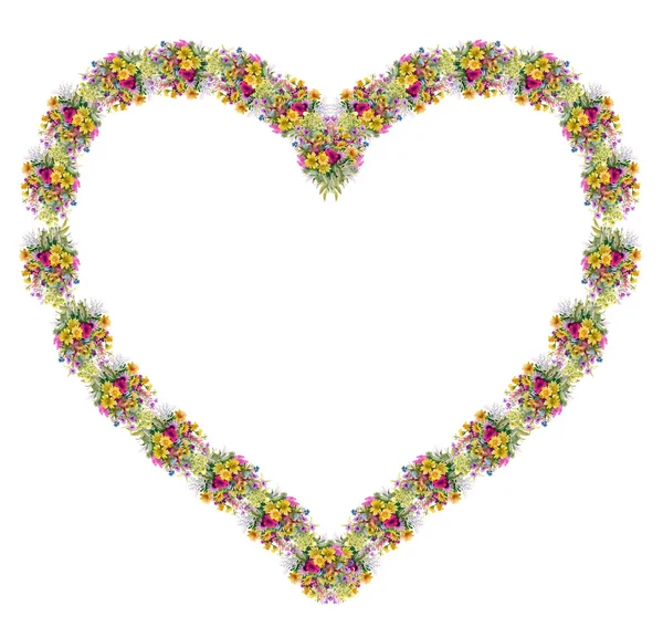 Färgglada blommor hjärta — Stockfoto