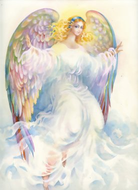 Beautiful angel with wings clipart