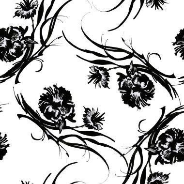 siyah çiçek deseni