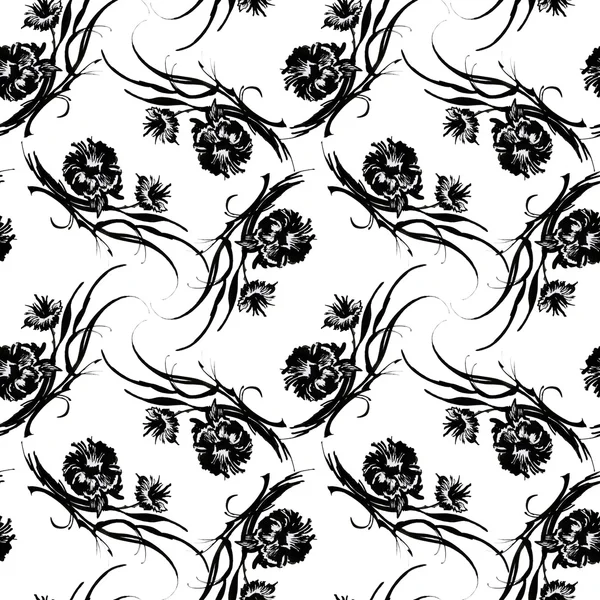 Black flowers pattern — Stock Photo, Image