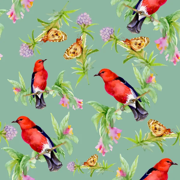 Ptaki, motyle i kwiaty — Zdjęcie stockowe