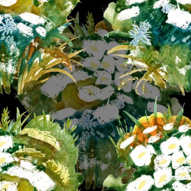 suluboya yabani alan çiçek deseni