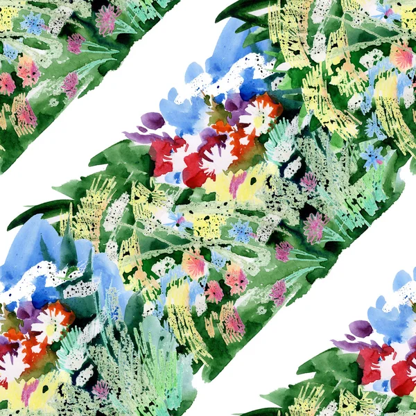 Akvarel vzorek s zahradní květiny — Stock fotografie