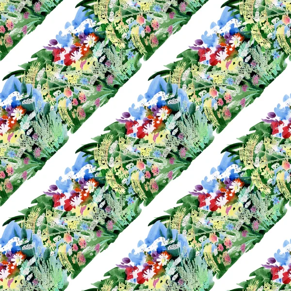 Watercolor pattern with garden flowers — Stock Photo, Image
