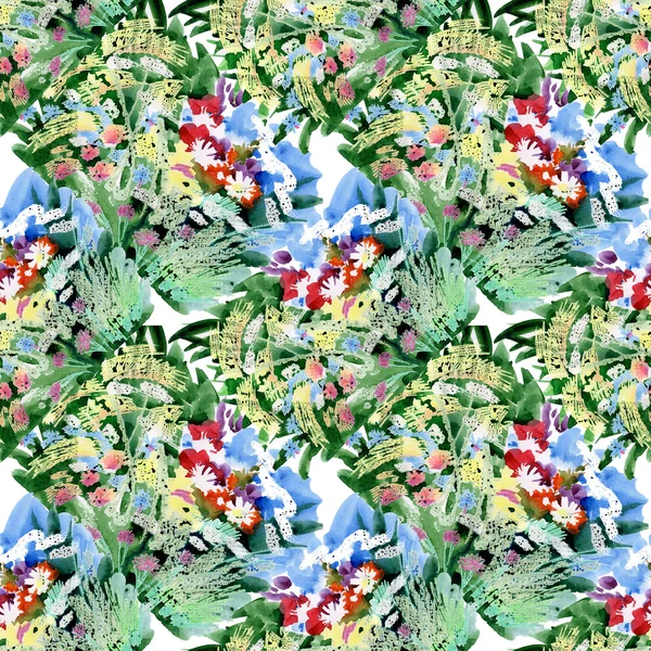 Ακουαρέλα μοτίβο με λουλούδια κήπων — Φωτογραφία Αρχείου