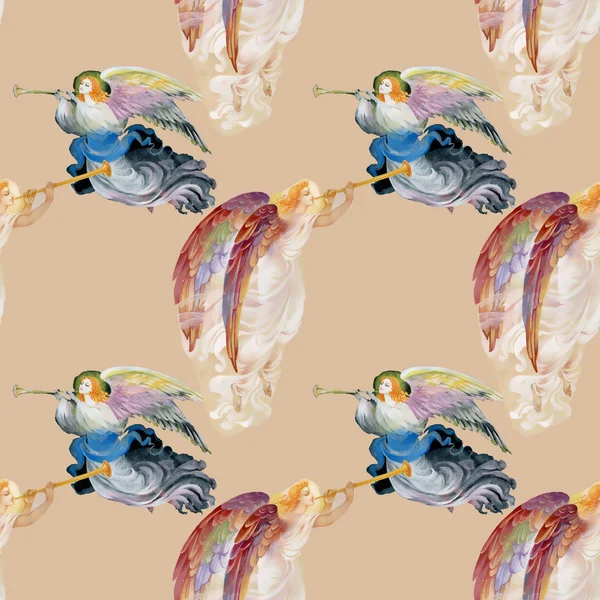 Beautiful angels with wings seamless pattern — Stock Photo, Image