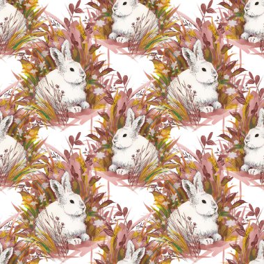 suluboya tavşan seamless modeli