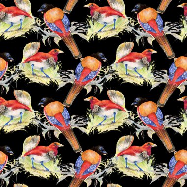 Kuşlar ve çiçekler pürüzsüz desen