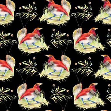 Kuşlar ve çiçekler pürüzsüz desen