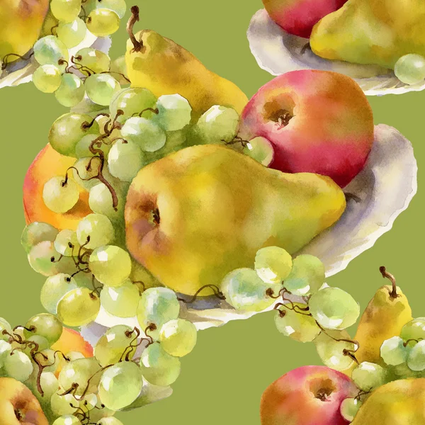 Stilleben med frukt i en tallrik — Stockfoto