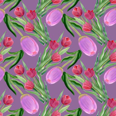 renkli çiçekli laleler seamless modeli