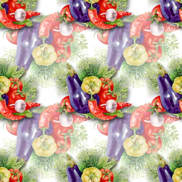 Watercolor vegetables Seamless Pattern — Stock Photo, Image