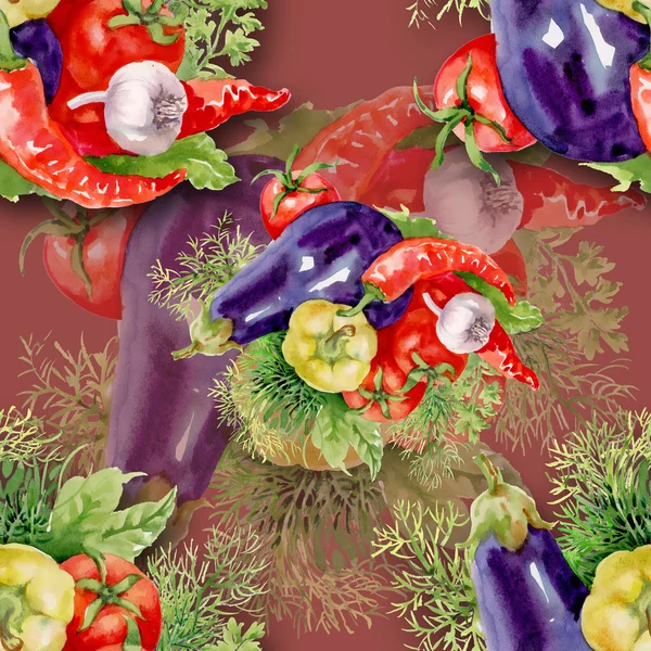 Akvarel zeleninu bezešvé vzor — Stock fotografie