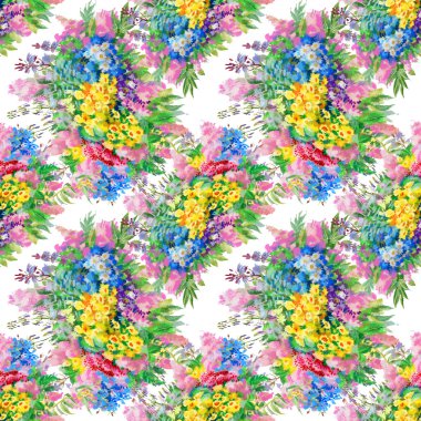 suluboya yabani alan çiçek deseni