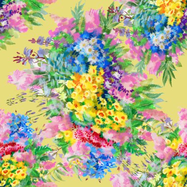 suluboya yabani alan çiçek deseni