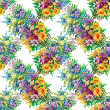 suluboya yabani alan çiçek deseni