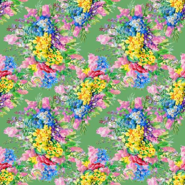 Watercolor wild field flowers  pattern — Stock Photo, Image