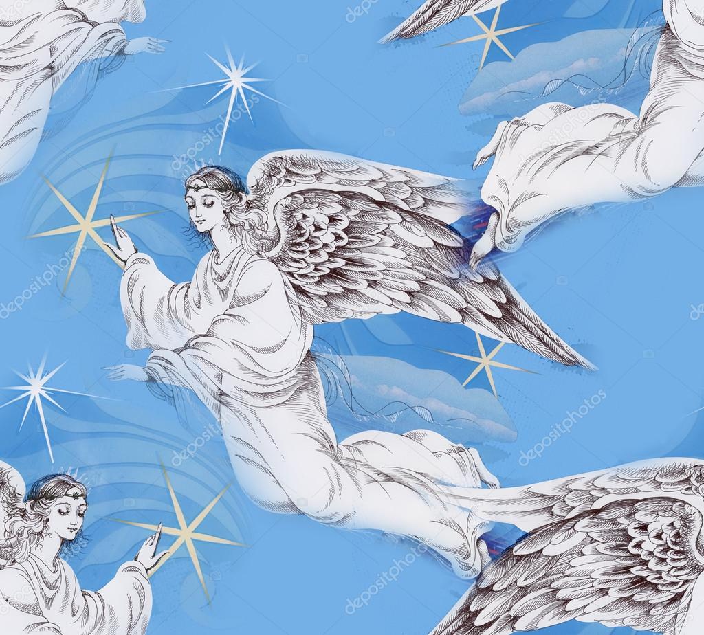Angels in Christmas sky