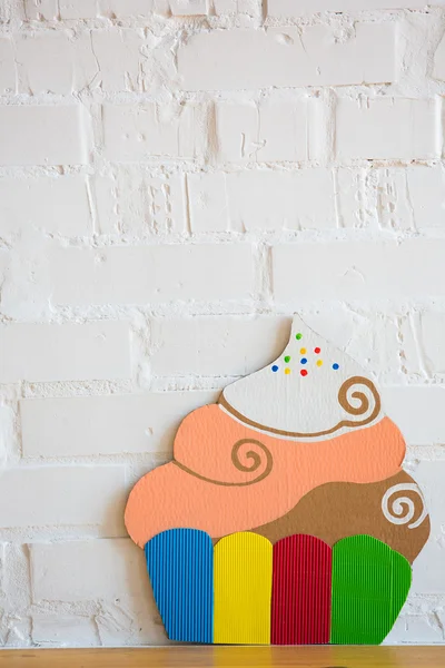 Colored cake handmade of paper on white background — Stock Photo, Image