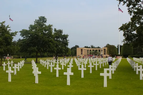 Cemitério militar americano, praia de omaha, colleville-sur-mer — Fotografia de Stock