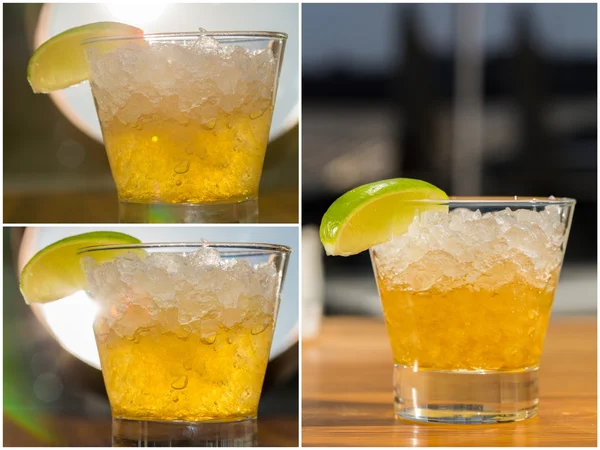 Amber cocktail in a glass at restauran — Stock Photo, Image