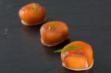 Canapes with smoked salmon and cream cheese clipart