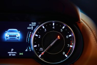 The modern dashboard. The Luxury car interior