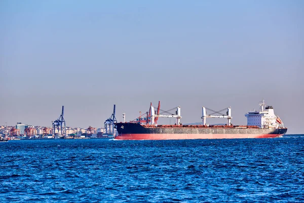 Bulk carrier in Bosphorus Strait, Istanbul, Turkey. — Stok fotoğraf
