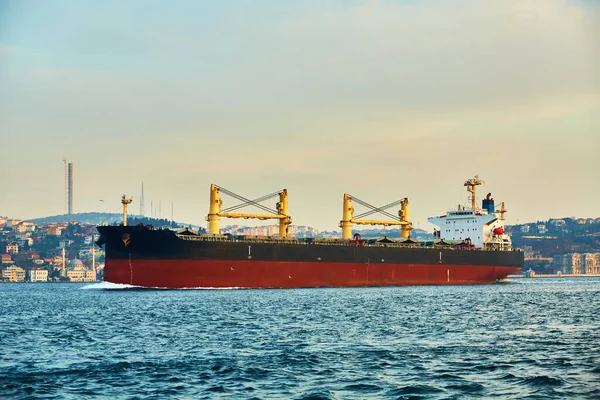 Bulk carrier in Bosphorus Strait, Istanbul, Turkey — Stok fotoğraf