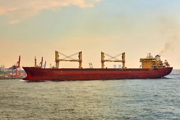Large cargo ship in in Bosphorus Strait, Istanbul, Turkey — Stok fotoğraf