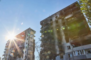 Borodianka, Ukrayna, 28 Mayıs 2022: Rus askerleri tarafından yıkılan evler. Rusya 'nın Ukrayna ile savaşı