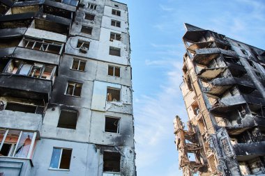 Borodianka, Ukrayna, 28 Mayıs 2022: Rus askerleri tarafından yıkılan evler. Rusya 'nın Ukrayna ile savaşı