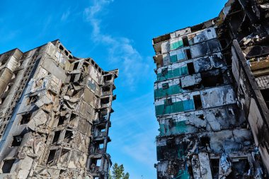 Borodianka, Ukrayna, 28 Mayıs 2022: Rus askerleri tarafından yıkılan evler. Rusya 'nın Ukrayna ile savaşı