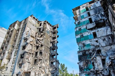 Borodianka, Ukrayna, 28 Mayıs 2022: Rus askerleri tarafından yıkılan evler. Rusya 'nın Ukrayna ile savaşı