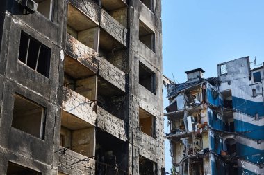 Borodianka, Ukrayna, 28 Mayıs 2022: Rus askerleri tarafından yıkılan evler. Rusya 'nın Ukrayna ile savaşı