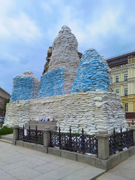 Kyiv Ukraine May 2022 Covered Monument Princess Olga Andrew Apostle — Stock Photo, Image