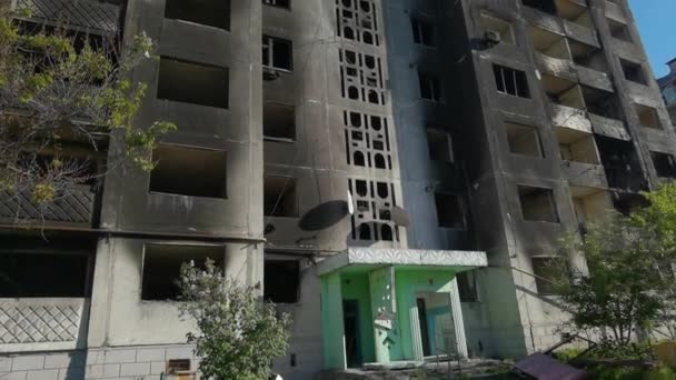 Бородянка Украина Мая 2022 Года Дома Разрушенные Русскими Солдатами Городе — стоковое видео