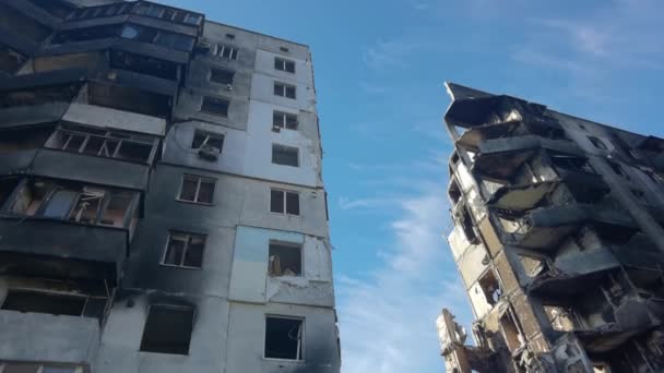 Borodianka Ucrânia Maio 2022 Casas Destruídas Por Soldados Russos Cidade — Vídeo de Stock