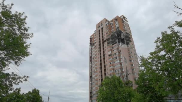 Kiev Ucrania Mayo 2022 Guerra Rusia Contra Ucrania Vista Edificio — Vídeos de Stock