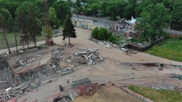 Chernihiv Ουκρανία Ιουνίου 2022 Πόλεμος Στην Ουκρανία Ένα Ανατιναγμένο Γήπεδο — Αρχείο Βίντεο